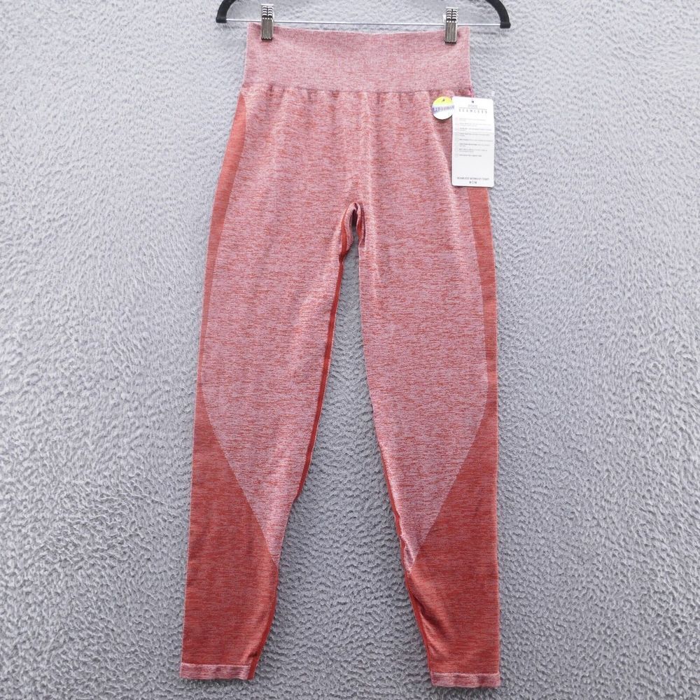 Victorias Secret Pink Seamless Athletic Leggings Medium Orange Yoga Workout NEW*